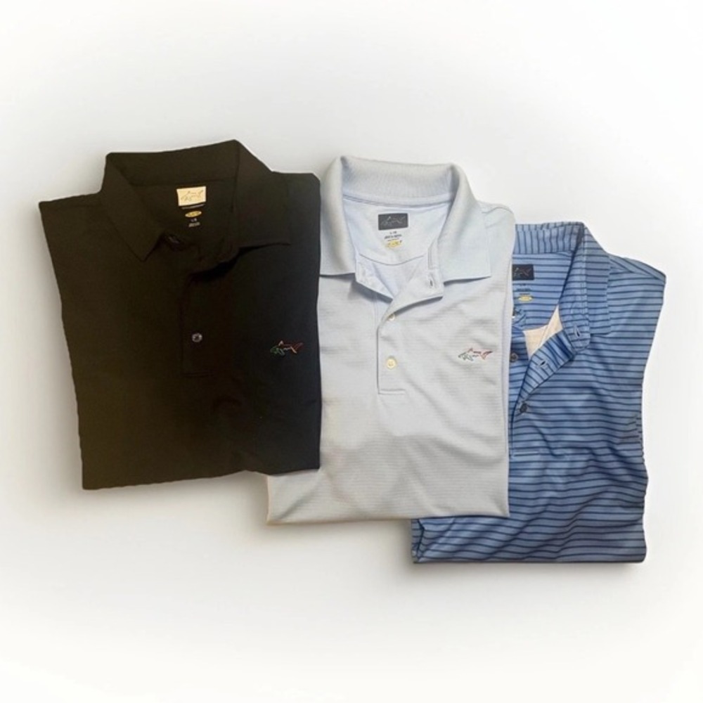 Greg Norman Polo Shirt LOT of 3 Mens Size L Play Dry Golf Preppy Performace Tech